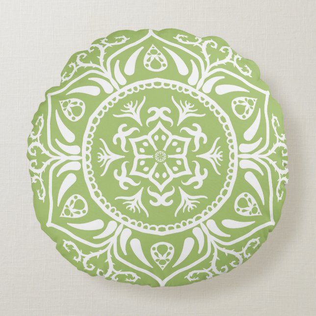 Lichen Mandala Round Pillow (Front)