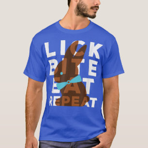 Lick Bite Eat Repeat Funny Easter Chocolate Bunny T-Shirt