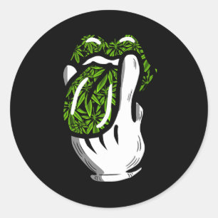 Lick Smoke Weed Leaf Pattern Pot Gift Classic Round Sticker