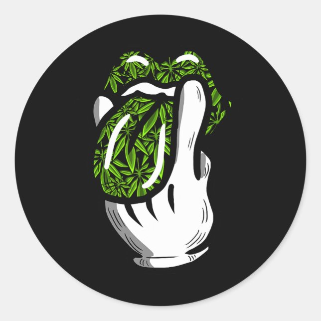 Lick Smoke Weed Leaf Pattern Pot Gift  Classic Round Sticker (Front)