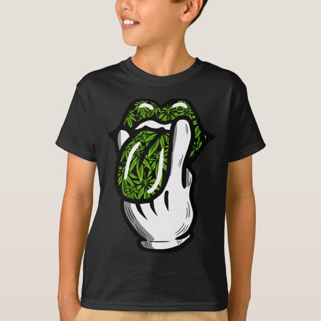 Lick Smoke Weed Leaf Pattern Pot Gift  T-Shirt (Front)