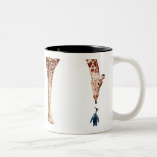 "Licker with Penguin" Giraffe Watercolor Two-Tone Coffee Mug