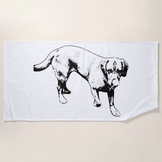 Licking Labrador Ink Art Beach Towel