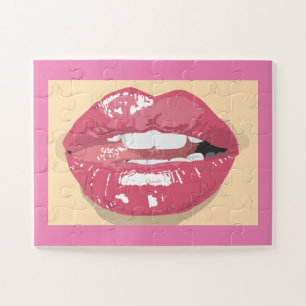 LICKING LIPS MOUTH KISS JIGSAW PUZZLE FACILE