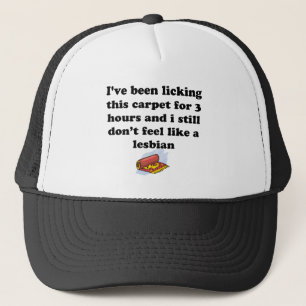 Licking the carpet trucker hat