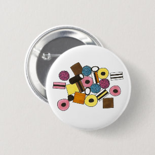 Licorice Allsorts All Sorts Liquorice Candy Sweets 2 Inch Round Button