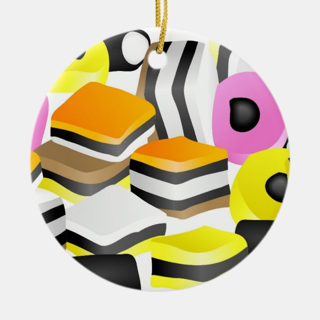 Licorice Allsorts Ceramic Ornament (Front)