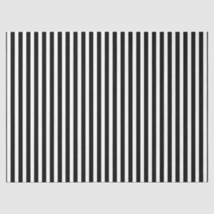 Licorice Black and White Cabana Stripes Tissue Paper
