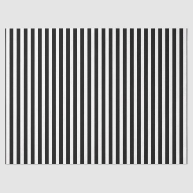 Licorice Black and White Cabana Stripes Tissue Paper (Front)