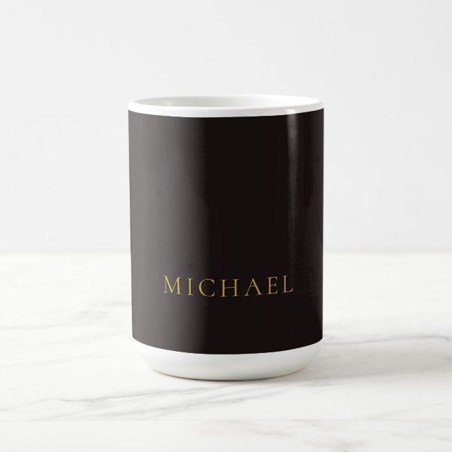 Licorice Black Gold Minimalist Plain Modern Name Coffee Mug (Center)