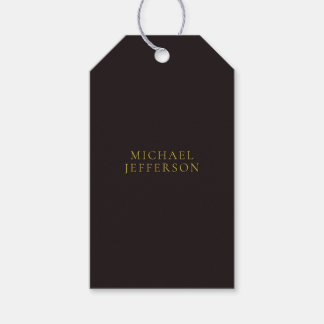 Licorice Black Gold Minimalist Plain Modern Name Gift Tags
