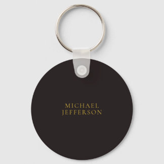 Licorice Black Gold Minimalist Plain Modern Name Keychain