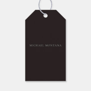 Licorice Black Minimalist Plain Modern Own Name Gift Tags
