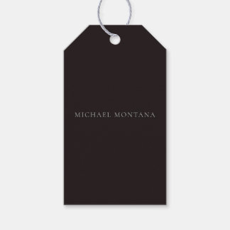 Licorice Black Minimalist Plain Modern Own Name Gift Tags