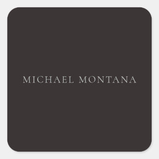 Licorice Black Minimalist Plain Modern Own Name Square Sticker