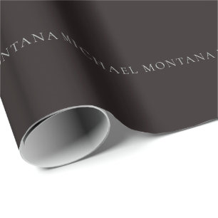 Licorice Black Minimalist Plain Modern Own Name Wrapping Paper