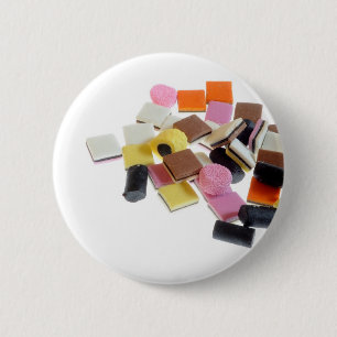 Licorice candy with copy space 2 inch round button