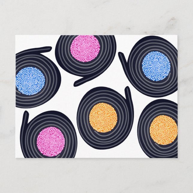 Licorice Catherine Wheels Postcard (Front)