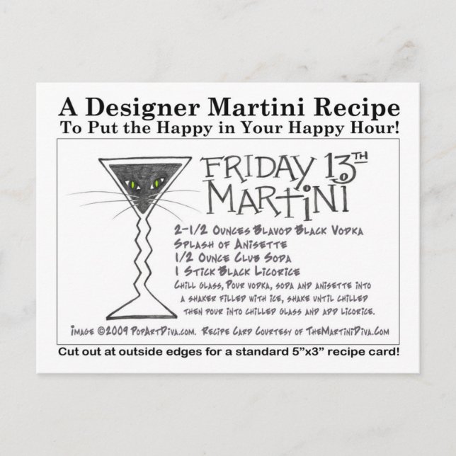 Licorice Stick Friday 13th Martini Recipe Card (Front)