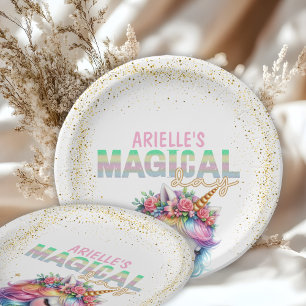 Licorne arc-en-ciel magique assiette en papier pai