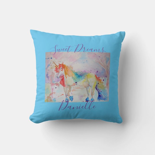 Licorne Arc-en-ciel Rose Coussin Douces Rêves Fill (Recto)