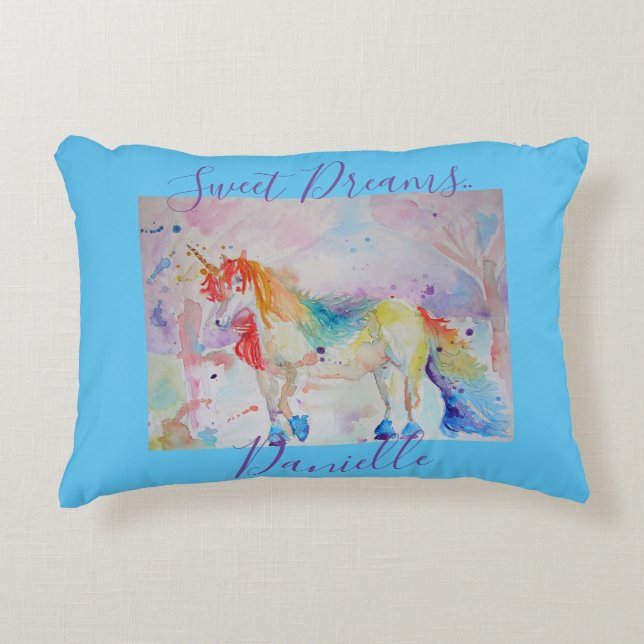 Licorne Arc-en-Ciel Rose Coussin Douces Rêves Fill (Devant)