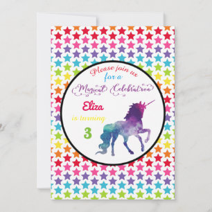 Licorne d'étoiles arc-en-ciel - Invitation d'anniv