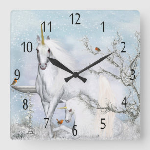 Licorne d'hiver et poulain, horloge murale