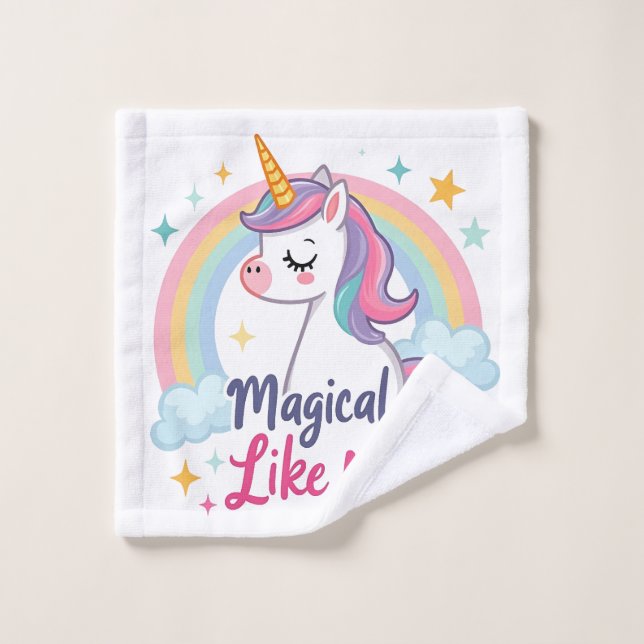 Licorne Douce avec Arc-en-Ciel  (Gant de toilette)