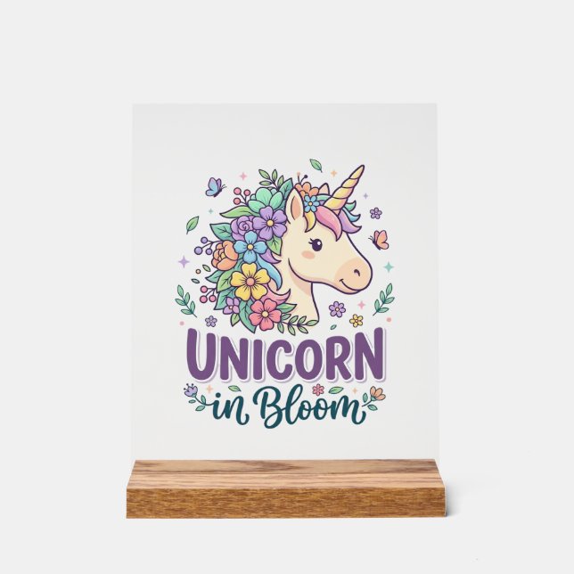 Licorne en fleurs, typographie gras, impression à  (Recto)