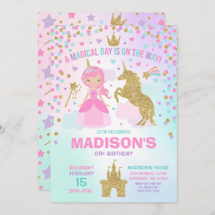 Licorne et princesse Invitation Magical Birthday