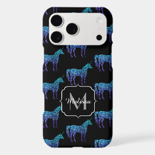 Licorne Étincelles motif ombré bleu aqua Monogramm