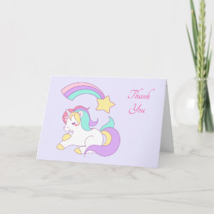 Licorne Mignonne avec Étoile Filante Colorée Merci