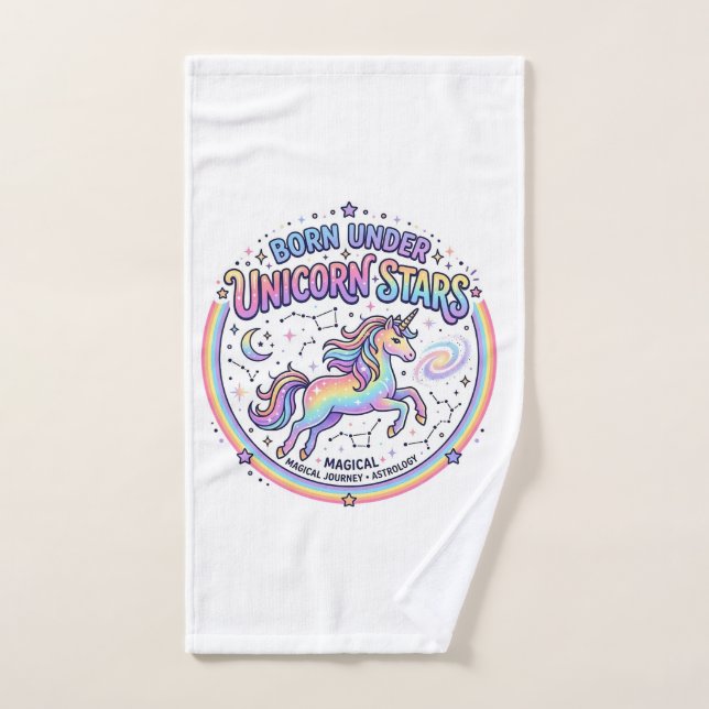 Licorne née sous les étoiles de licorne Impression (Serviette à main)