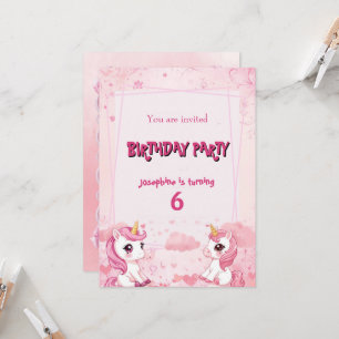 Licorne Rose Mignonne une Invitation d'Anniversair