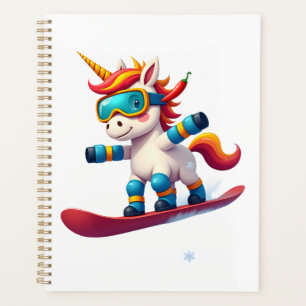 Licorne sur Snowboard - Ski drôle et sports d'hive