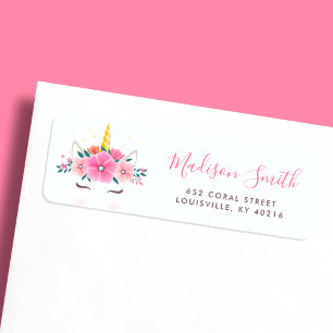 Licorne visage floral étoiles aquarelle personnali