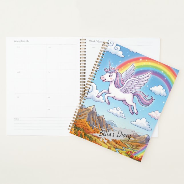 Licorne Volante de Dessin Animé avec Arc-en-Ciel | (Devant avec enveloppe)