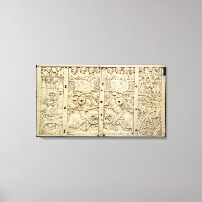 Lid of a casket depicting a tournament canvas print (Front)