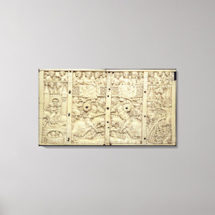 Lid of a casket depicting a tournament canvas print