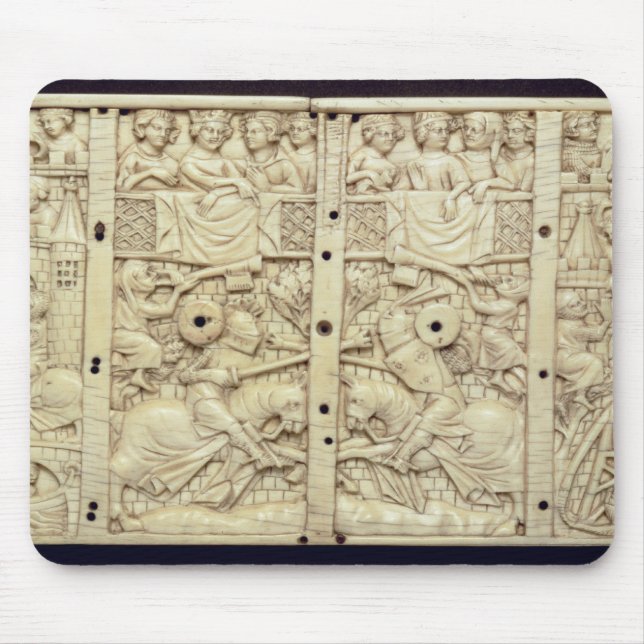 Lid of a casket depicting a tournament mouse pad (Front)