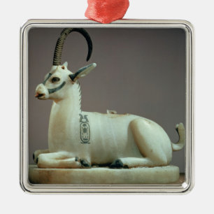 Lid of an unguent jar in the form of an ibex metal ornament