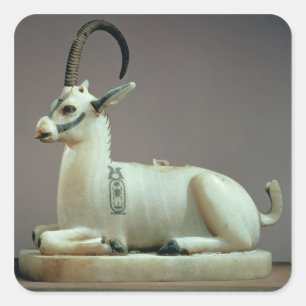 Lid of an unguent jar in the form of an ibex square sticker