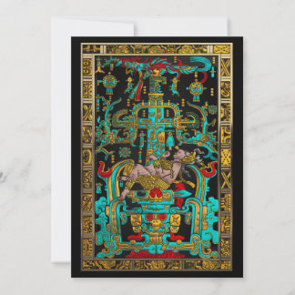 Lid of Great Tomb of Pakal - Palenque Astronaut Invitation