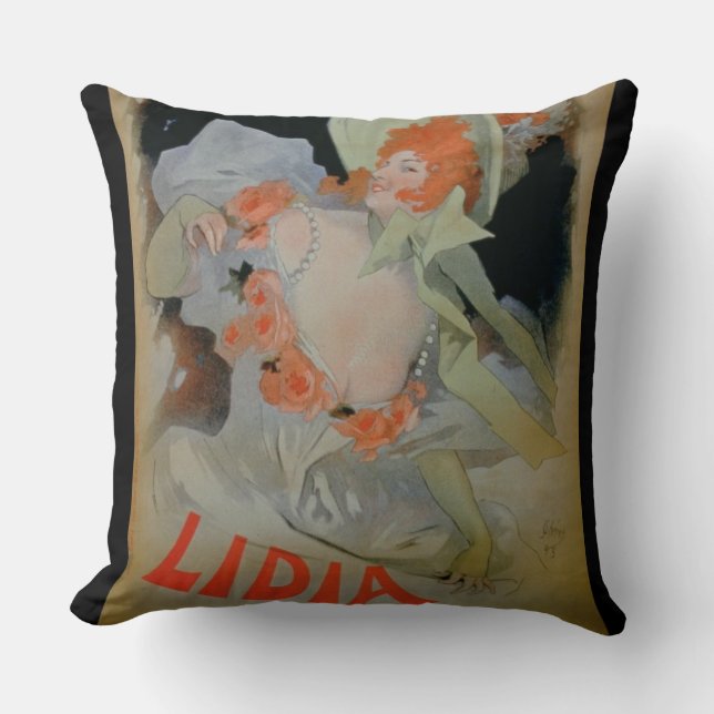 'Lidia', 1895 (colour litho) Throw Pillow (Front)