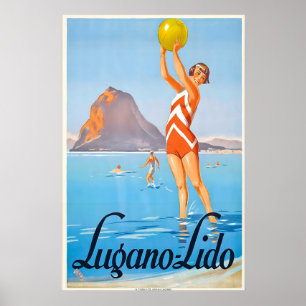 Lido Beach Lake Beachfront Lugano Switzerland Poster