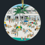 Lido Beach Sarasota Ornament<br><div class="desc">The old Lido Beach Casino in Sarasota Florida.  This colourful scene makes a great "beachy" Christmas / Holiday ornament for the tree.
Check out both sides of the ornament!</div>