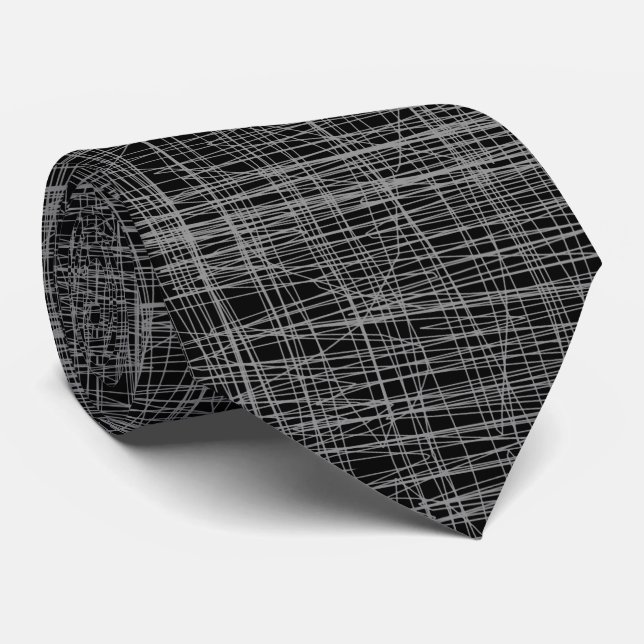 Lie Detector Abstract Digital Stripe Grey Two-side Tie (Rolled)