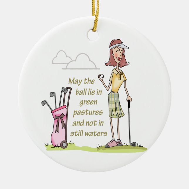 Lie in Green Pastures Ceramic Ornament (Front)