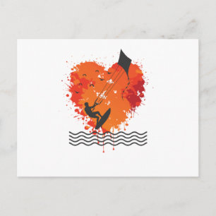Liebe zum Kite Surfing mit Wellen und Wind Postcard